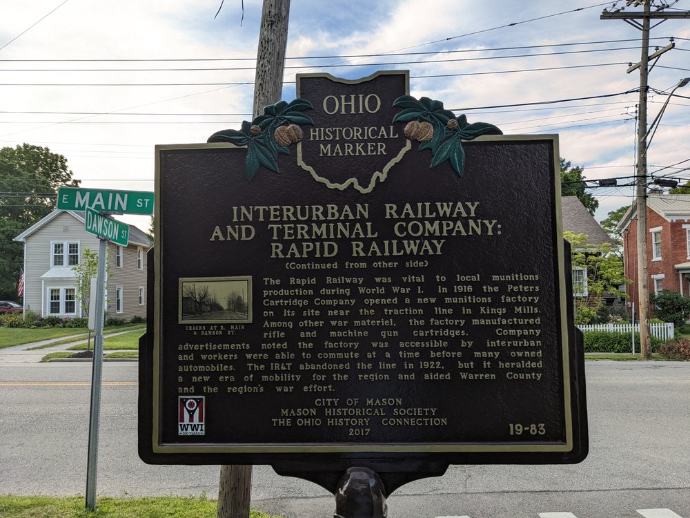 INTERURBAN RAILWAY AND TERMINAL COMPANY MARKER 211 E Main St, Mason