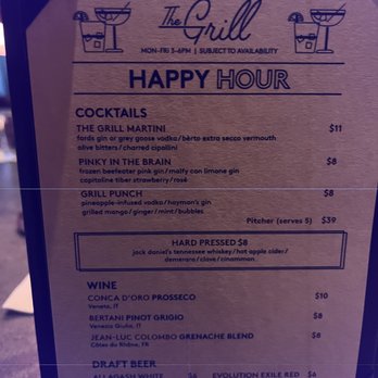 The Grill - Happy hour drink menu - American Near Me - Washington, DC, District of Columbia The Grill - Happy hour drink menu - American Near Me - Washington, DC, District of Columbia