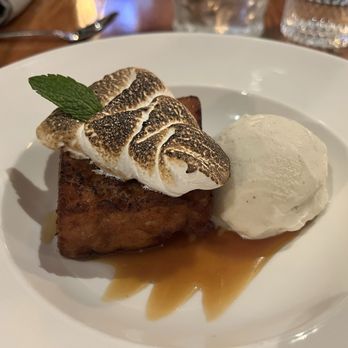 1010 Bridge Restaurant - Peaches and Cream Bread Pudding with caramel sauce and roasted marshmallow!!! Kind a like a smore on steroids!!! So GOOD!!! - New American Near Me - Charleston, West Virginia 1010 Bridge Restaurant - Peaches and Cream Bread Pudding with caramel sauce and roasted marshmallow!!! Kind a like a smore on steroids!!! So GOOD!!! - New American Near Me - Charleston, West Virginia