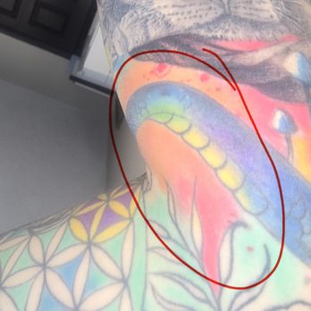 Love N Hate Elite Tattoo Studio - Weird splatter I did not want - Tattoo Near Me - Lakewood, Colorado Love N Hate Elite Tattoo Studio - Weird splatter I did not want - Tattoo Near Me - Lakewood, Colorado
