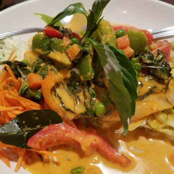 Ta Ra Rin Thai Cuisine - Chef's choice sea bass with red curry paste - Thai Near Me - Eugene, Oregon Ta Ra Rin Thai Cuisine - Chef's choice sea bass with red curry paste - Thai Near Me - Eugene, Oregon