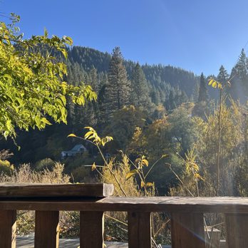 Two Rivers Cafe - View from covered patio in back - Pizza Near Me - Downieville, California Two Rivers Cafe - View from covered patio in back - Pizza Near Me - Downieville, California