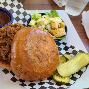 Joe's Farm Grill - BBQ pork sandwich with Caesar salad - American Near Me - Gilbert, Arizona