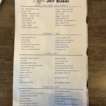 Joy Sushi - Menu - Sushi Bars Near Me - Lone Tree, Colorado