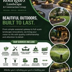 Rodriguez Landscape & Construction Group - our dream yard starts here.
Patios, fire pits, retaining walls, irrigation, sod, mulch & more -- we do it all.