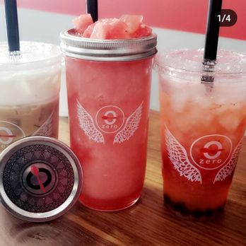 Zero Degrees - House Coffee with Boba, Watermelon Slush and Strawberry Limeade. Photo taken from my IG account - Bubble Tea Near Me - Summerlin, Nevada