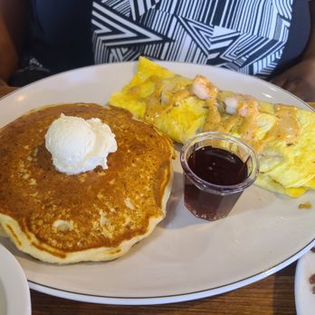 Johnny D's Waffles & Benedicts, Surfside - Seafood omelet with pancakes - Breakfast & Brunch Near Me - Surfside Beach, South Carolina Johnny D's Waffles & Benedicts, Surfside - Seafood omelet with pancakes - Breakfast & Brunch Near Me - Surfside Beach, South Carolina