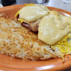 Caffe Ole - Eggs Benedict with Eggs fried hard