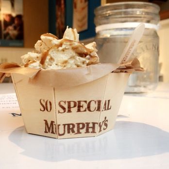 Murphy's Ice Cream - Caramel drizzled on top of Murphy's delicious ice cream in their signature wooden cup holder. - Ice Cream & Frozen Yogurt Near Me - Dingle, Kentucky Murphy's Ice Cream - Caramel drizzled on top of Murphy's delicious ice cream in their signature wooden cup holder. - Ice Cream & Frozen Yogurt Near Me - Dingle, Kentucky