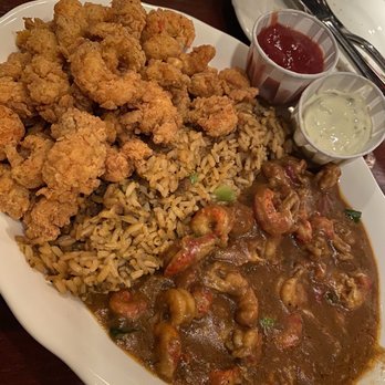 Pappadeaux Seafood Kitchen - Crawfish platter. Etouffee and fried crawfish with dirty rice - Seafood Near Me - Houston, Texas