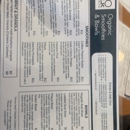 Smoothies and bowls menu Smoothies and bowls menu