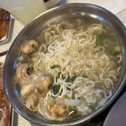 Ramen noodles in bone broth