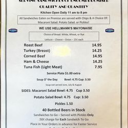 Simple menu has remained constant through the years.
