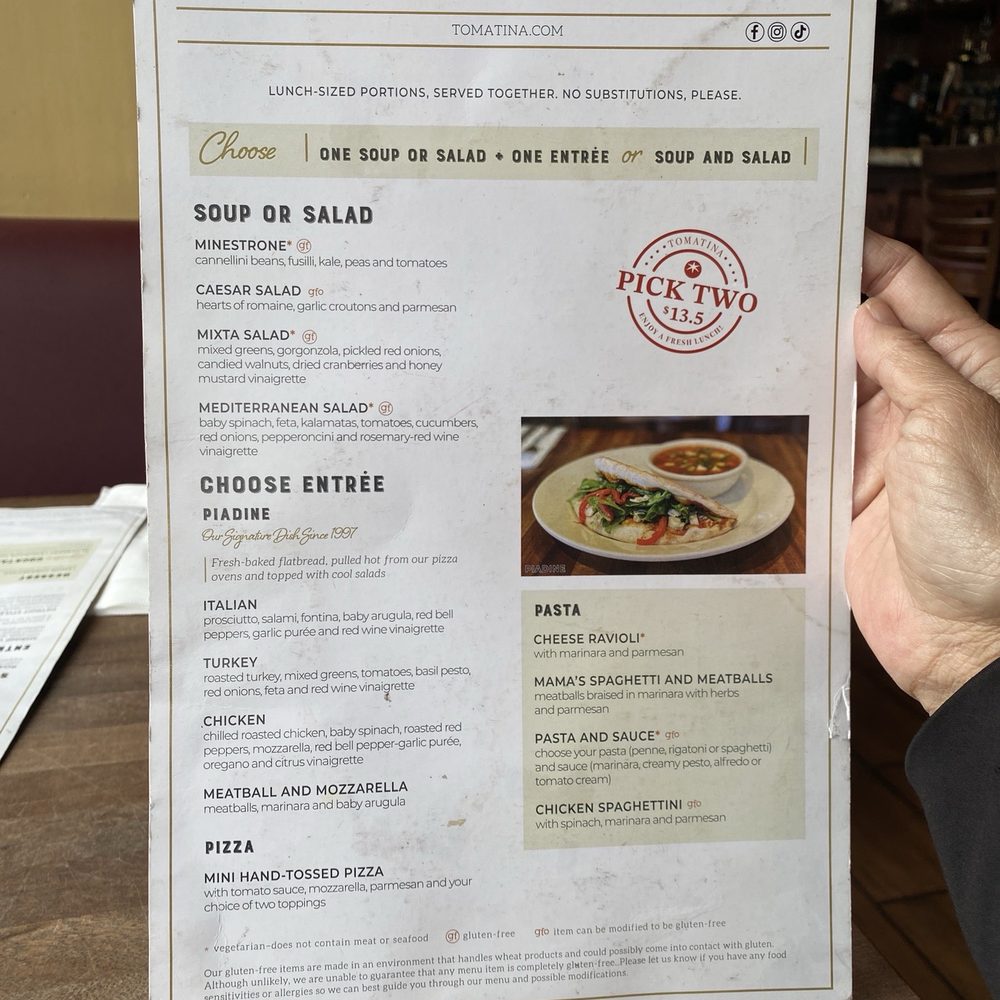 Tomatina - Lunch special menu - Italian Near Me - Alameda, California Tomatina - Lunch special menu - Italian Near Me - Alameda, California