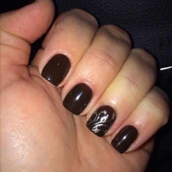 2k Nails - Metallic leaf accent nail with brown gel mani - Nail Salons Near Me - Mission Hills, California