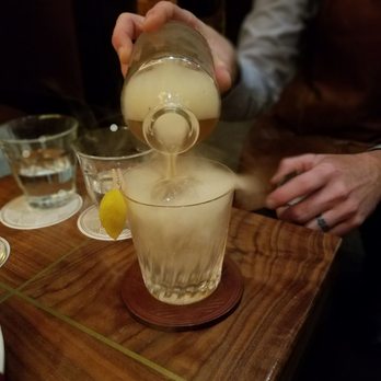 Bar Leather Apron - In The Soul ( Monkey Shoulder Batch 27, Laphroaig Quarter Cask, Ginger, Lemon, Honey, Black Pepper, Wood Smoke) - Cocktail Bars Near Me - Honolulu, Hawaii