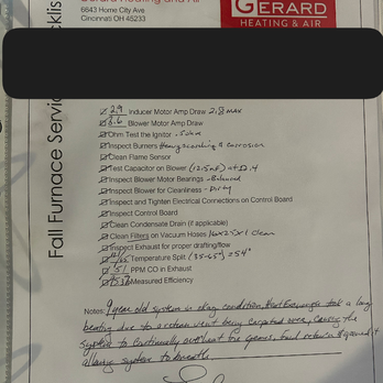 Gerard Heating and Air - Tune-up report - Heating & Air Conditioning/HVAC Near Me - Cincinnati, Ohio Gerard Heating and Air - Tune-up report - Heating & Air Conditioning/HVAC Near Me - Cincinnati, Ohio