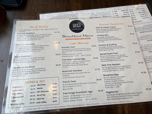 Menu photo 2 Lily's Cafe Dublin, D