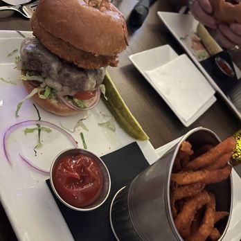 The Dickens - The Big Dickens Burger with sweet potato fries was delicious and filling. - Cocktail Bars Near Me - New York, New York The Dickens - The Big Dickens Burger with sweet potato fries was delicious and filling. - Cocktail Bars Near Me - New York, New York