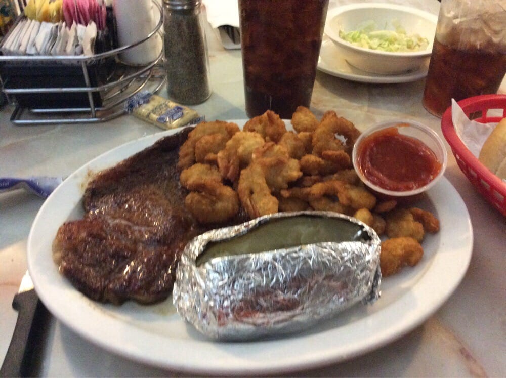 Photo of Airport Steak House - Mattoon, IL, United States. Steak, shrimp and baked potato