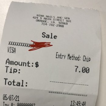 Nina Nails - The receipt for an awful job - Waxing Near Me - Orange, California