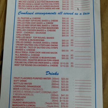 Pancho's Takos - Menu - Tacos Near Me - Mezcales, NAY