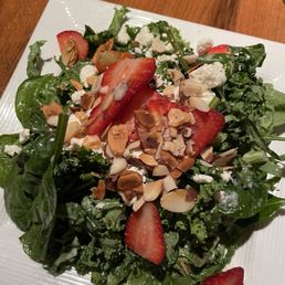 Kale salad, fresh strawberries, a little heat in the dressing and delicious