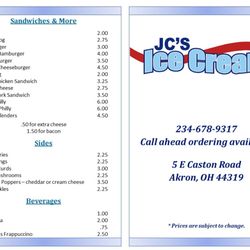 JCS Ice Cream - Sandwiches, Sides & Beverages