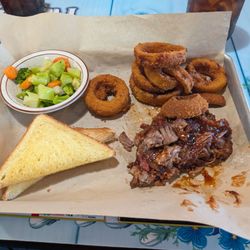 Two Sisters - BBQ plate and rings $20. Very good