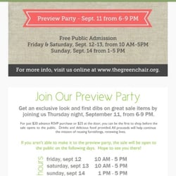 The Green Chair Project - Grateful Living Fundraiser Sale!!! Great finds and good prices. All proceeds help to continue the work of the GCP.