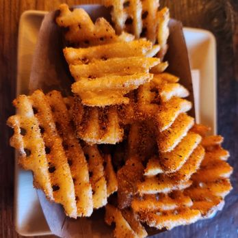 Sauced BBQ & Spirits - Orange - Waffle friea with house rub - Barbeque Near Me - Orange, California Sauced BBQ & Spirits - Orange - Waffle friea with house rub - Barbeque Near Me - Orange, California