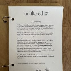 Unfiltered Menu