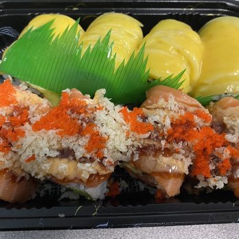 Roppongi Sushi Restaurant - Top- salmon Mango Hawaii Roll, bottom- 007 Roll - Japanese Near Me - Amityville, New York Roppongi Sushi Restaurant - Top- salmon Mango Hawaii Roll, bottom- 007 Roll - Japanese Near Me - Amityville, New York