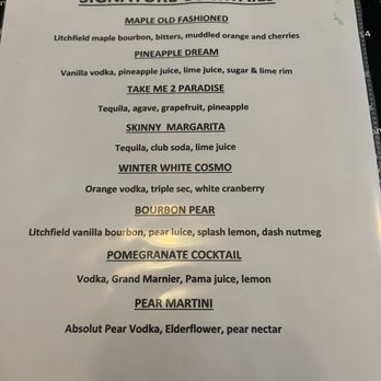 Meet Me Here - Cocktail menu - Desserts Near Me - Middlebury, Connecticut