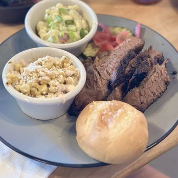 Humo Barbecue - 1 One Meat - Two Sides = Brisket with potato salad and Humo street corn - Barbeque Near Me - Las Vegas, Nevada Humo Barbecue - 1 One Meat - Two Sides = Brisket with potato salad and Humo street corn - Barbeque Near Me - Las Vegas, Nevada