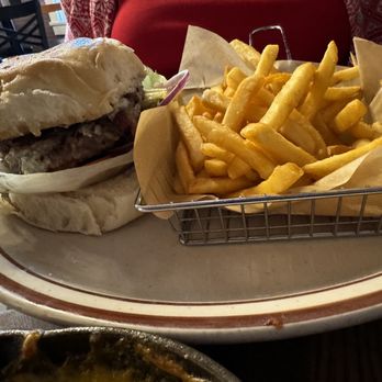 Nury's On Main - Bacon& blue burger with fries - Seafood Near Me - Fredericksburg, Texas Nury's On Main - Bacon& blue burger with fries - Seafood Near Me - Fredericksburg, Texas