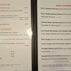 Smyth's Pub - Menu as of 20, August 2024
