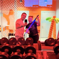 Orangetheory Fitness - Coach Bry (with the Princess Leia hairstyle & lightsaber) for "May the 4th" workout. Great motivation!