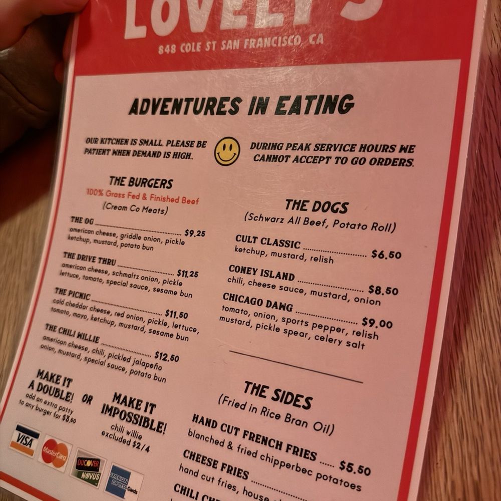 Lovely’s - Menu - Hot Dogs Near Me - San Francisco, California