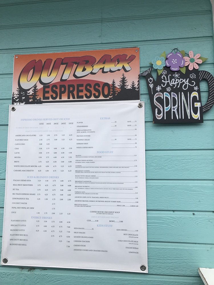 OUTBACK ESPRESSO 8803 Ahtanum Rd, Yakima, WA Menu Yelp