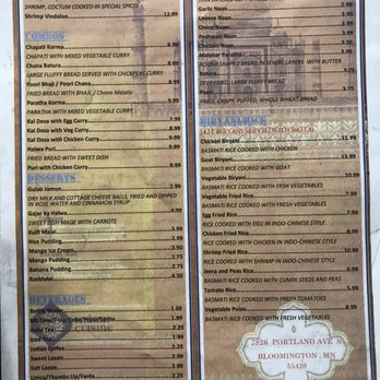 India Café - Menu - Indian Near Me - Bloomington, Minnesota