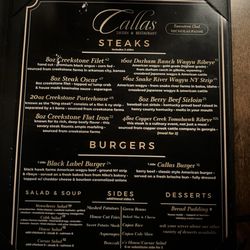Callas Tavern - Menu