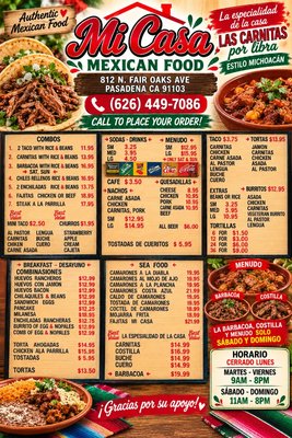 Menu photo 1 Mi Casa Mexican Food Pasadena, CA