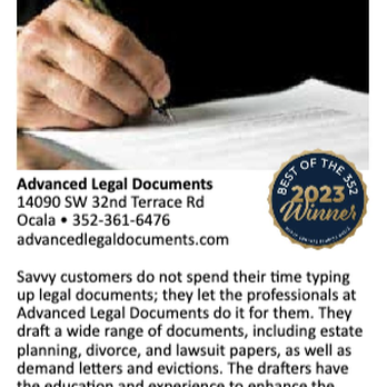 Advanced Legal Documents - Write Up - Best of the 352 Winner - Legal Document Services - Legal Services Near Me - Ocala, Florida
