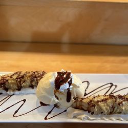 Samurai Restaurant - Fried banana with vanilla ice cream