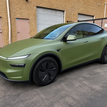 EAC-Elite Auto Customs - 2026 Tesla Model Y-Color Change PPF- Satin Army Green - Car Window Tinting Near Me EAC-Elite Auto Customs - 2026 Tesla Model Y-Color Change PPF- Satin Army Green - Car Window Tinting Near Me