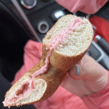 Big Apple Bagels - Cinnamon and sugar bagel with strawberry cream cheese - Bagels Near Me - Avon, Indiana