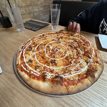 Good Side Pizza Pub - Buffalo Chicken Pizza, Bleu Cheese on side. - Pizza Near Me - Dallas, Texas