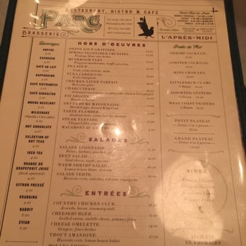 Parc - Menu - French Near Me - Philadelphia, Pennsylvania