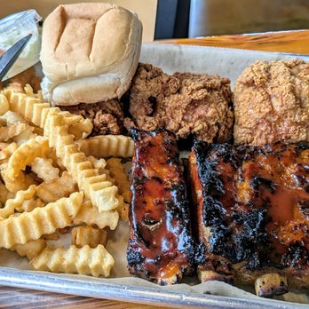 Zukins Rib Shack - The Oak Parker, chicken and ribs with fries, cole slaw, and a roll. - Pizza Near Me - Livonia, Michigan Zukins Rib Shack - The Oak Parker, chicken and ribs with fries, cole slaw, and a roll. - Pizza Near Me - Livonia, Michigan